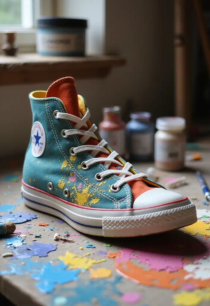28 Converse Decoration Ideas That Personalize Sneakers Creatively - 1. Fabric Paint Masterpieces