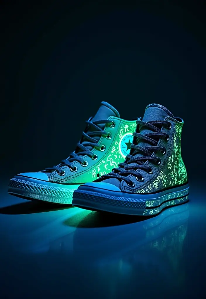 28 Converse Decoration Ideas That Personalize Sneakers Creatively - 11. Glow-in-the-Dark Features
