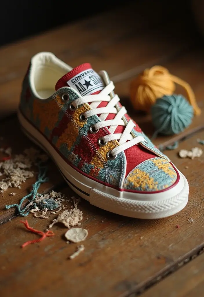 28 Converse Decoration Ideas That Personalize Sneakers Creatively - 18. Hand-Woven Elements