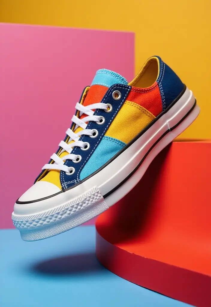 28 Converse Decoration Ideas That Personalize Sneakers Creatively - 27. Color Block Fun