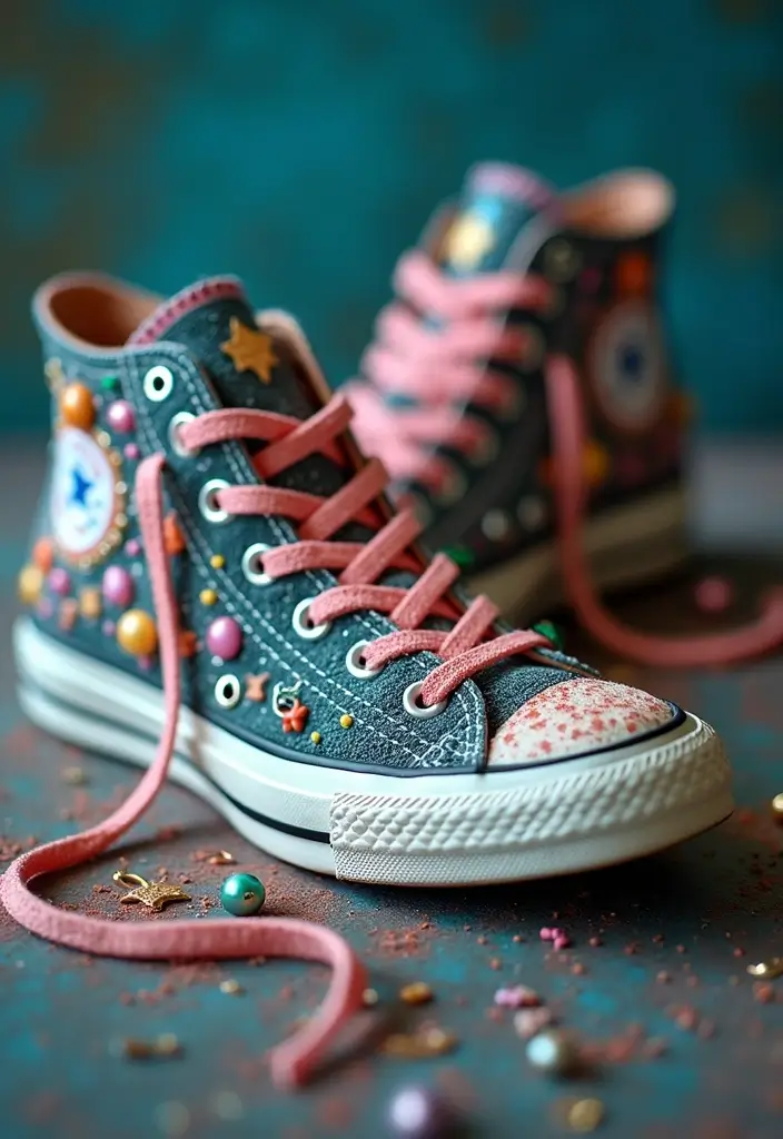 28 Converse Decoration Ideas That Personalize Sneakers Creatively - 4. Bead and Charm Embellishments
