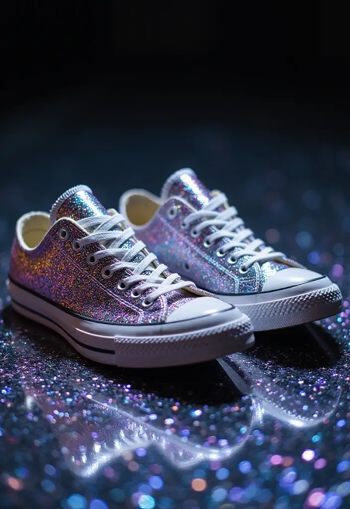 28 Converse Decoration Ideas That Personalize Sneakers Creatively - 6. Glitter and Glam