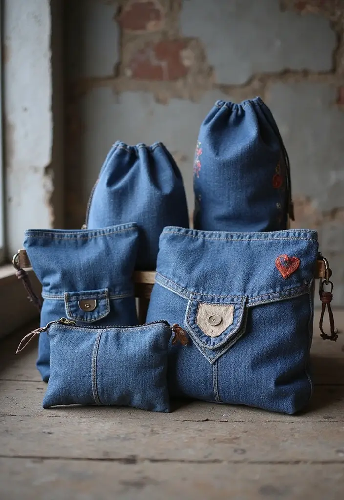 28 Craft Ideas To Sell That Make Money Fun and Creative - 25. Upcycled Denim Pouches