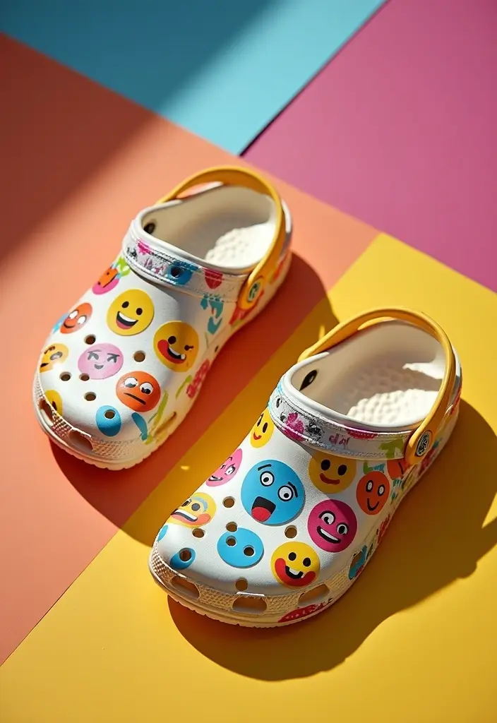 28 Crocs Painting Ideas That Turn Shoes Into Fun Statement Pieces 65 28 Crocs Painting Ideas That Turn Shoes Into Fun Statement Pieces - 13. Emoji Expressions