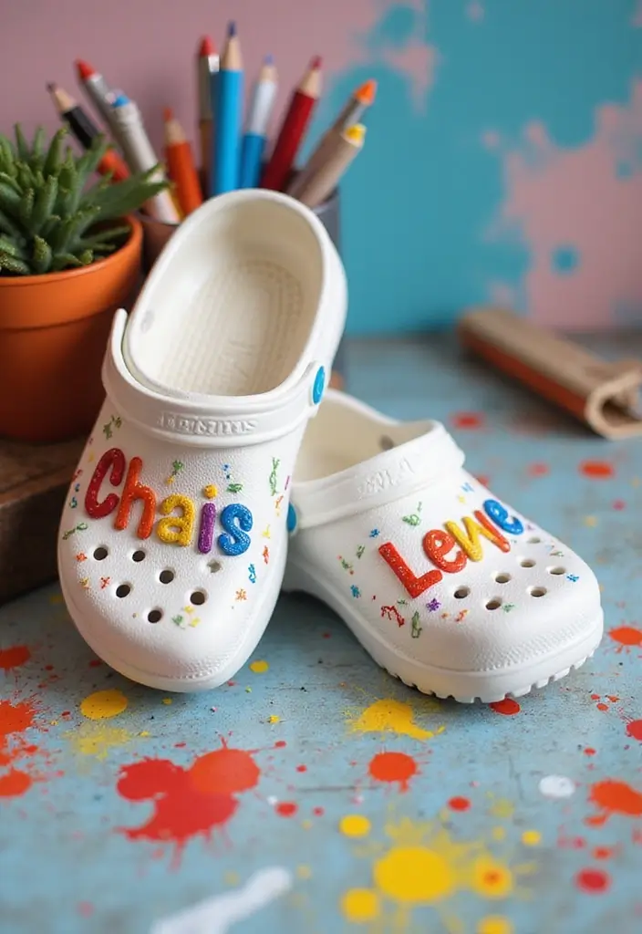 28 Crocs Painting Ideas That Turn Shoes Into Fun Statement Pieces 66 28 Crocs Painting Ideas That Turn Shoes Into Fun Statement Pieces - 14. Personalized Names