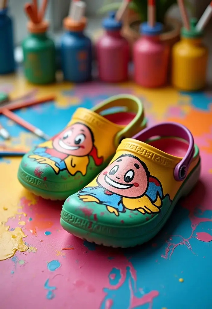28 Crocs Painting Ideas That Turn Shoes Into Fun Statement Pieces 21 28 Crocs Painting Ideas That Turn Shoes Into Fun Statement Pieces - 5. Cartoon Characters
