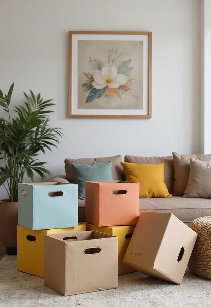 28 DIY Cardboard Box Ideas That Transform Recycled Materials - 1. Chic Cardboard Storage Bins