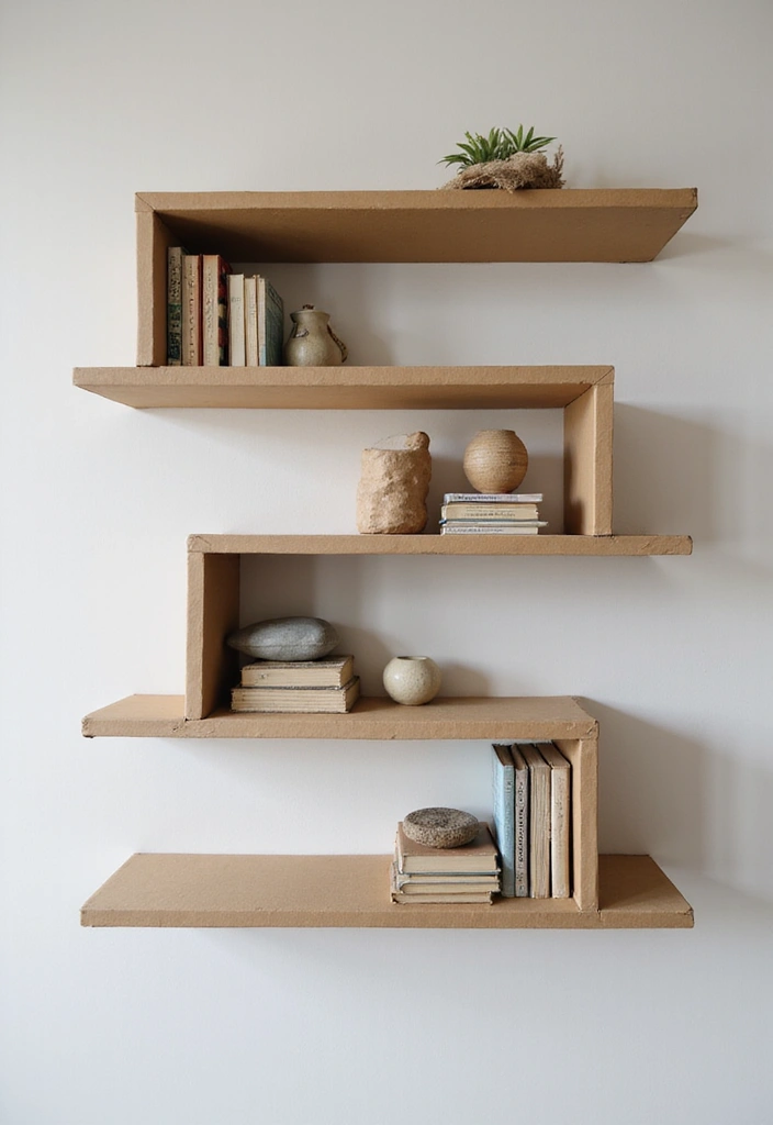 28 DIY Cardboard Box Ideas That Transform Recycled Materials - 11. Stylish Wall Shelves
