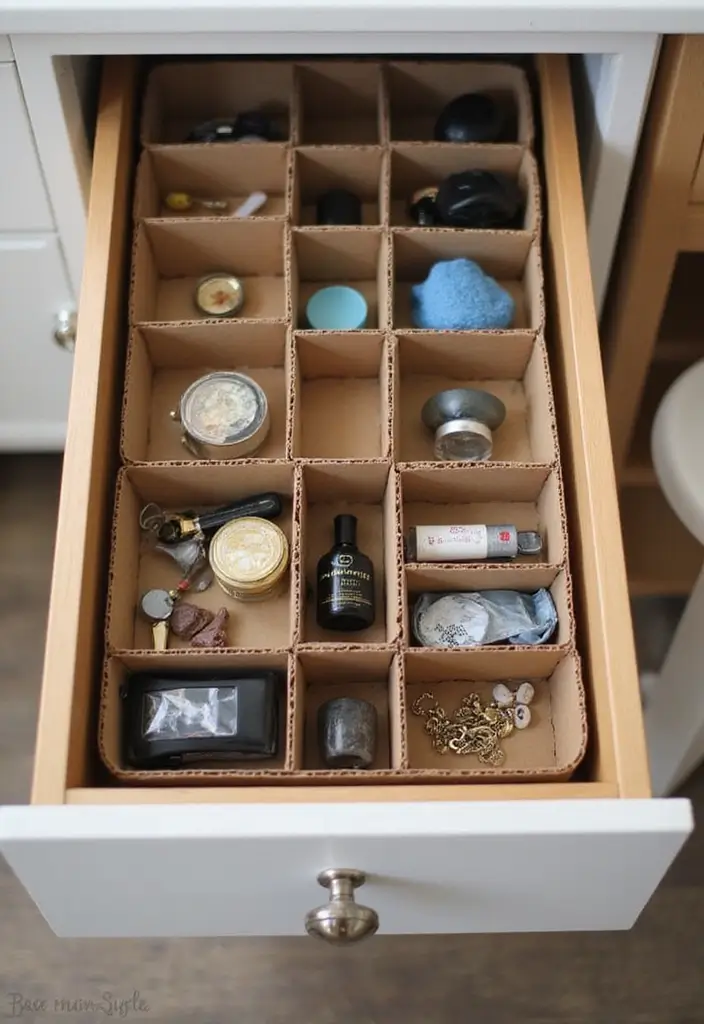 28 DIY Cardboard Box Ideas That Transform Recycled Materials - 13. Customizable Drawer Dividers
