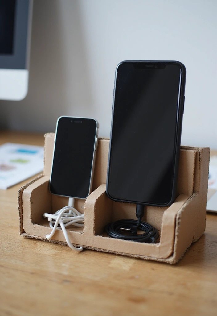 28 DIY Cardboard Box Ideas That Transform Recycled Materials - 17. Cardboard Charging Station