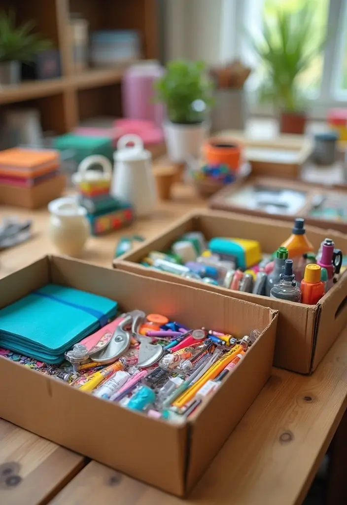 28 DIY Cardboard Box Ideas That Transform Recycled Materials - 8. Organizing Craft Supplies