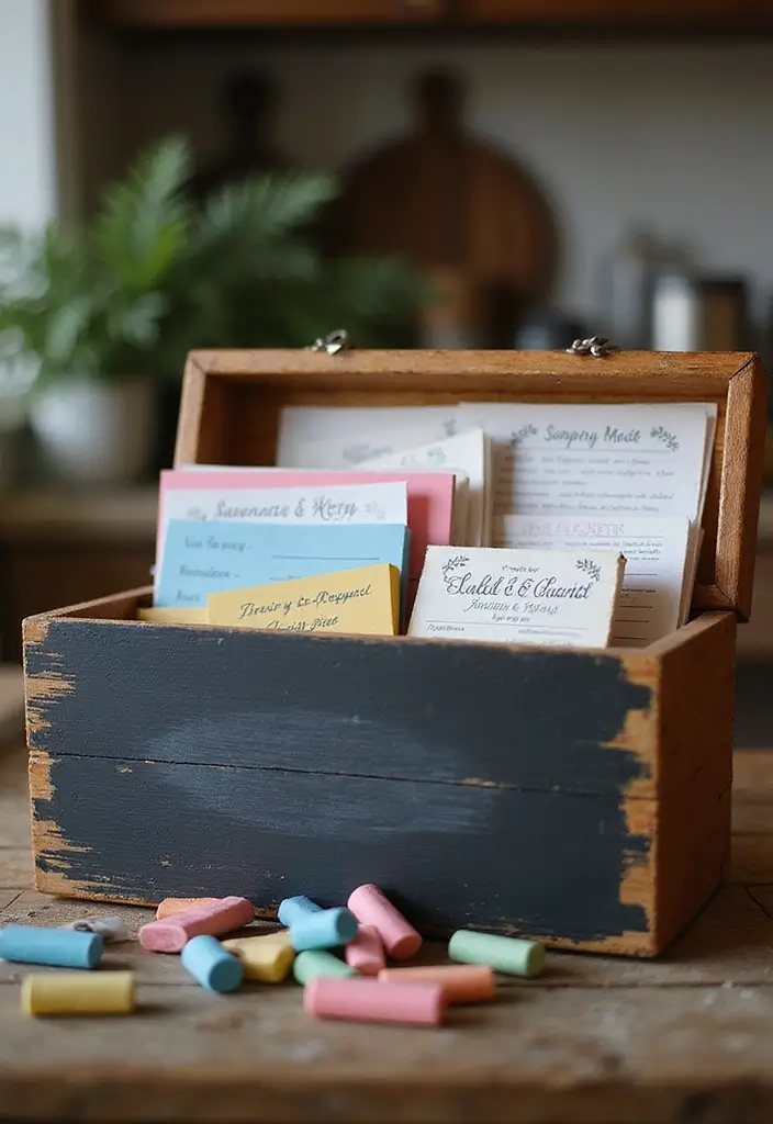 28 DIY Recipe Box Ideas That Keep Family Recipes Organized - 10. Chalkboard Recipe Box