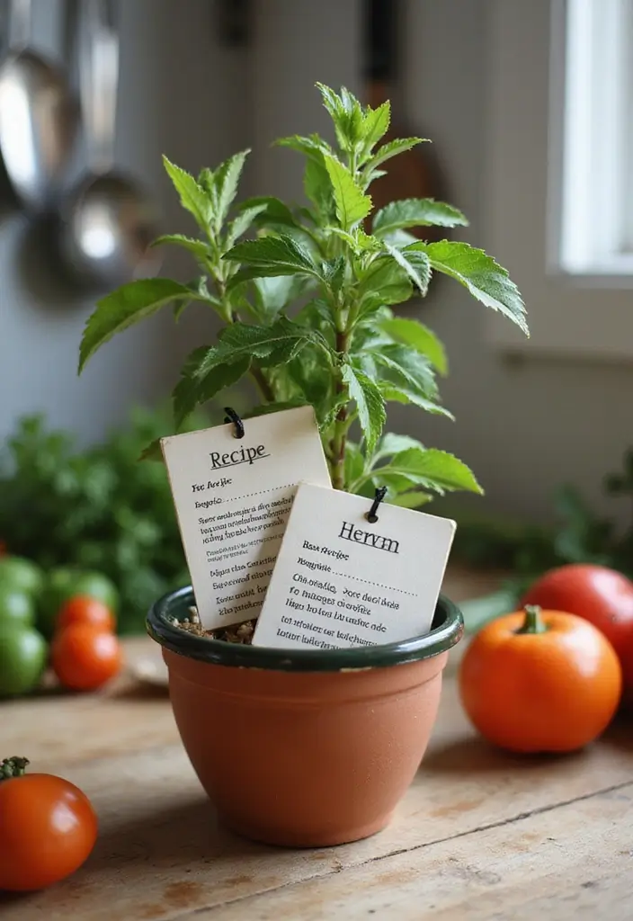 28 DIY Recipe Box Ideas That Keep Family Recipes Organized - 16. Potted Recipe Holder