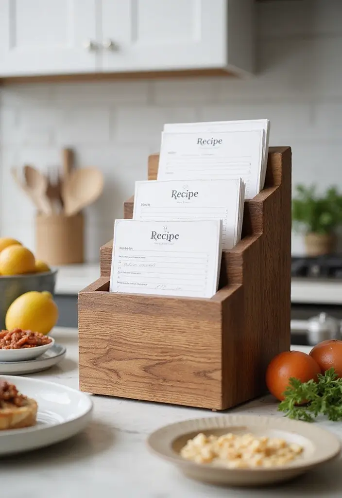 28 DIY Recipe Box Ideas That Keep Family Recipes Organized - 17. Layered Wood Block Recipe Holder