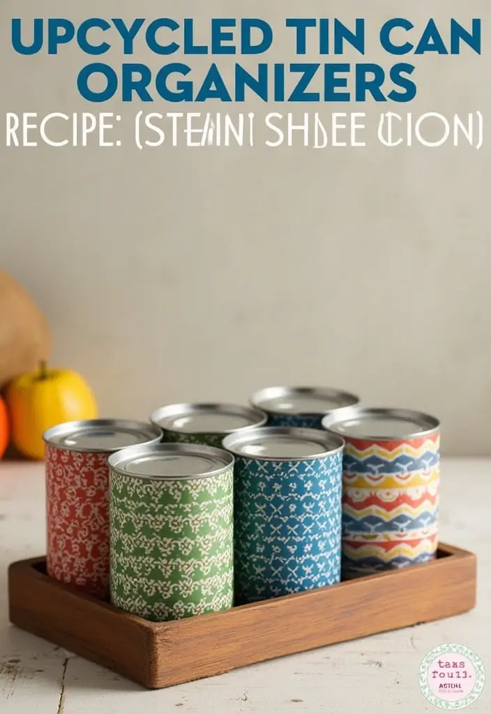 28 DIY Recipe Box Ideas That Keep Family Recipes Organized - 2. Upcycled Tin Can Organizers