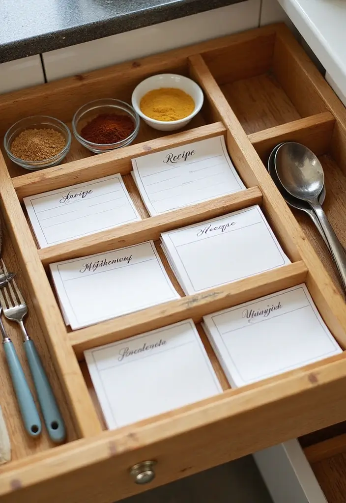 28 DIY Recipe Box Ideas That Keep Family Recipes Organized - 20. Bamboo Drawer Organizer