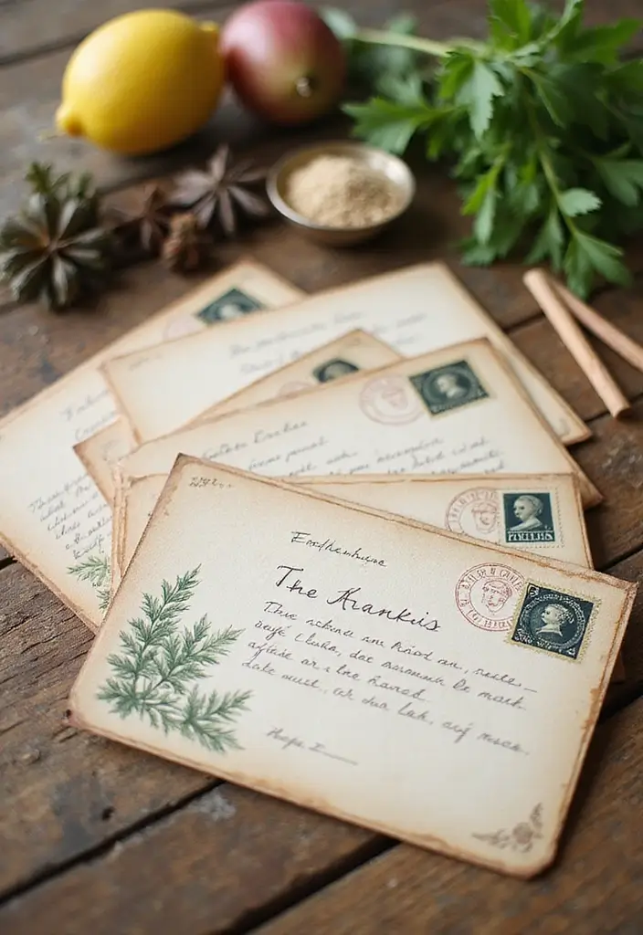 28 DIY Recipe Box Ideas That Keep Family Recipes Organized - 27. Recycled Postage Stamp Recipe Card