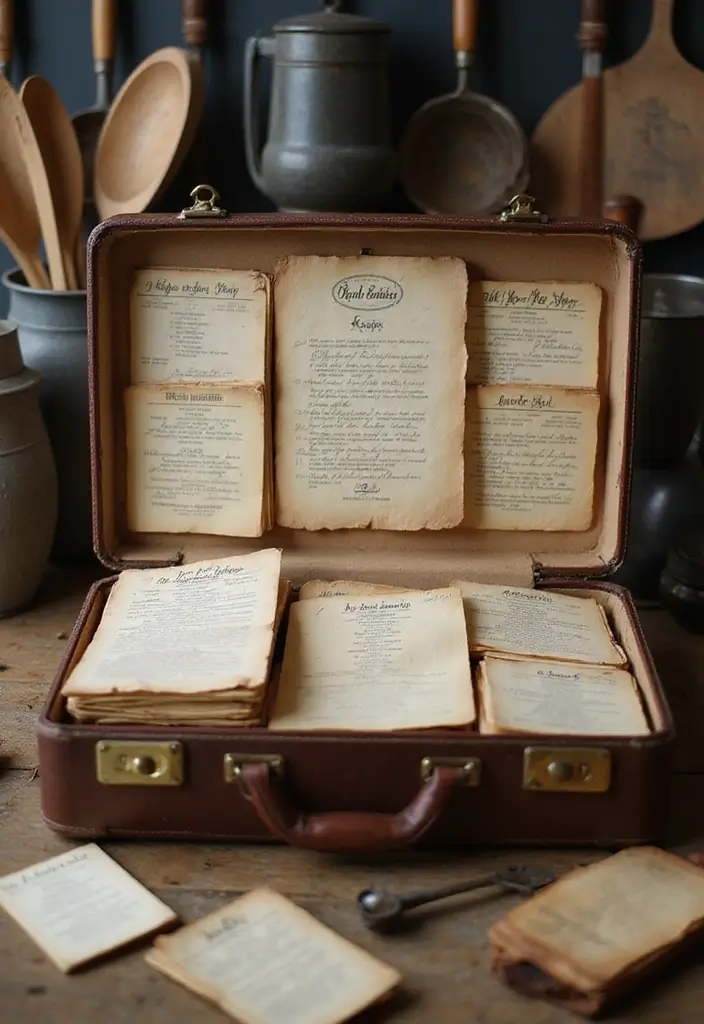 28 DIY Recipe Box Ideas That Keep Family Recipes Organized - 5. Vintage Suitcase Recipe Box