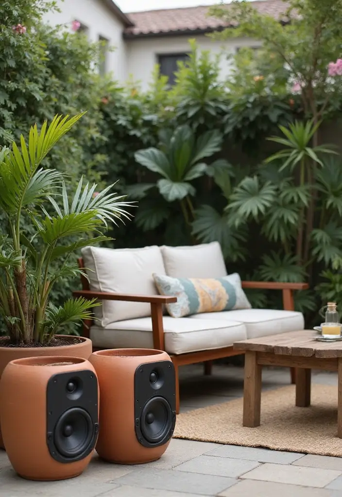 28 DIY Speaker Box Ideas That Upgrade Your Audio Setup - 10. Terracotta Planter Speakers