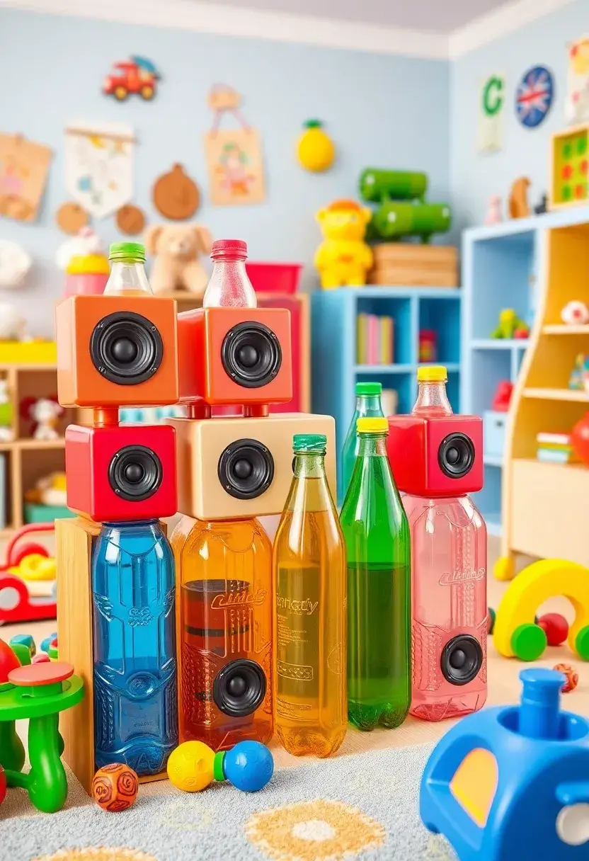 28 DIY Speaker Box Ideas That Upgrade Your Audio Setup - 20. Colorful Plastic Bottle Speakers