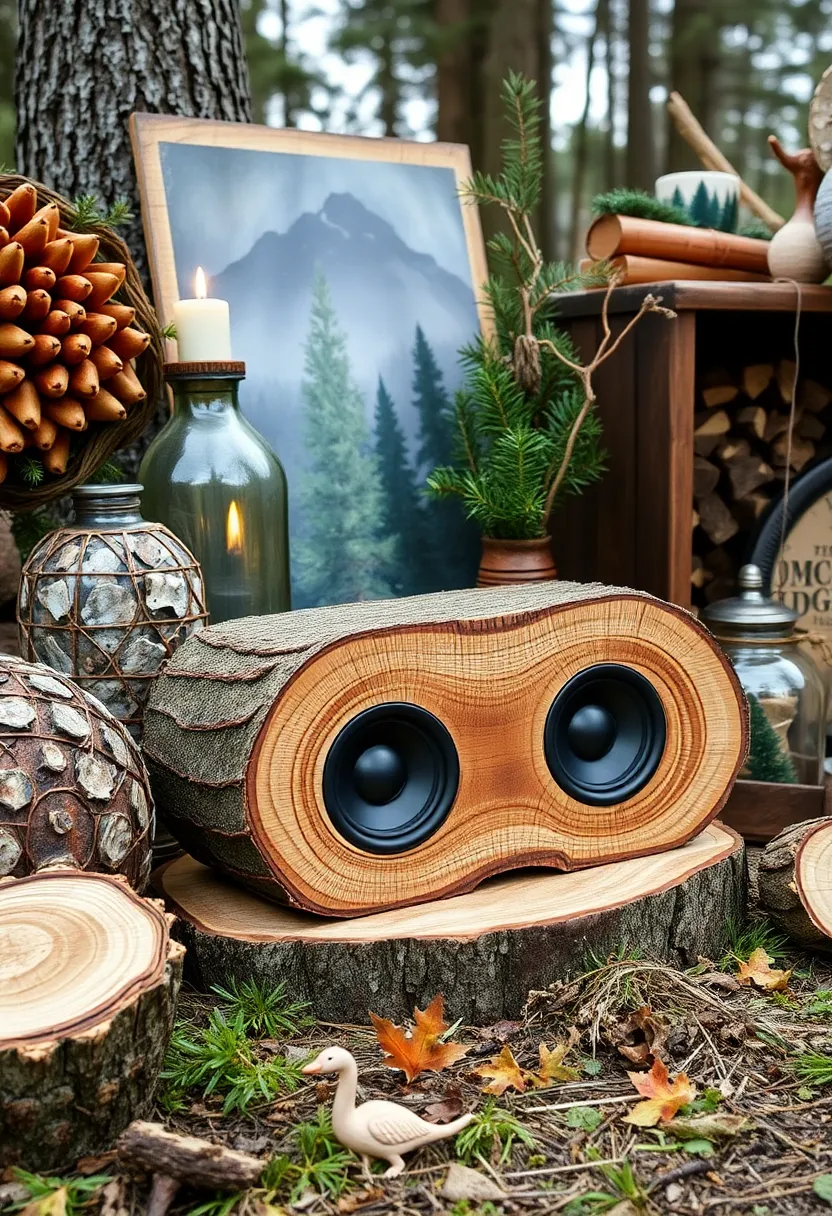 28 DIY Speaker Box Ideas That Upgrade Your Audio Setup - 28. Log Slice Speaker Box