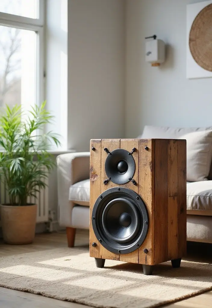 28 DIY Speaker Box Ideas That Upgrade Your Audio Setup - 3. Pallet Wood Speaker Box
