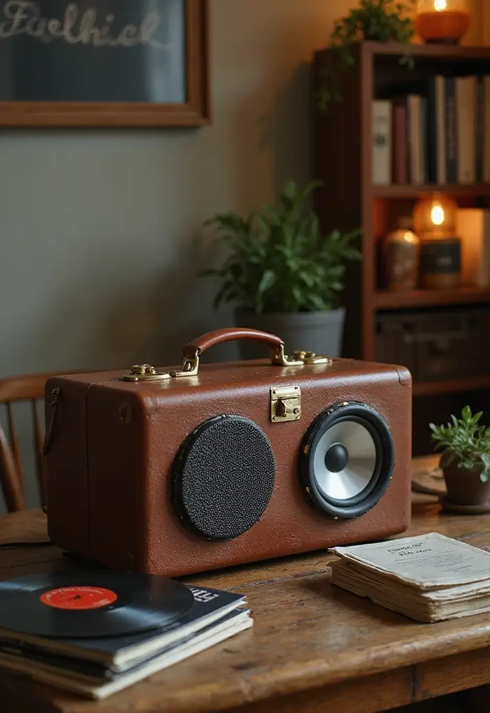 28 DIY Speaker Box Ideas That Upgrade Your Audio Setup - 4. Vintage Suitcase Speakers
