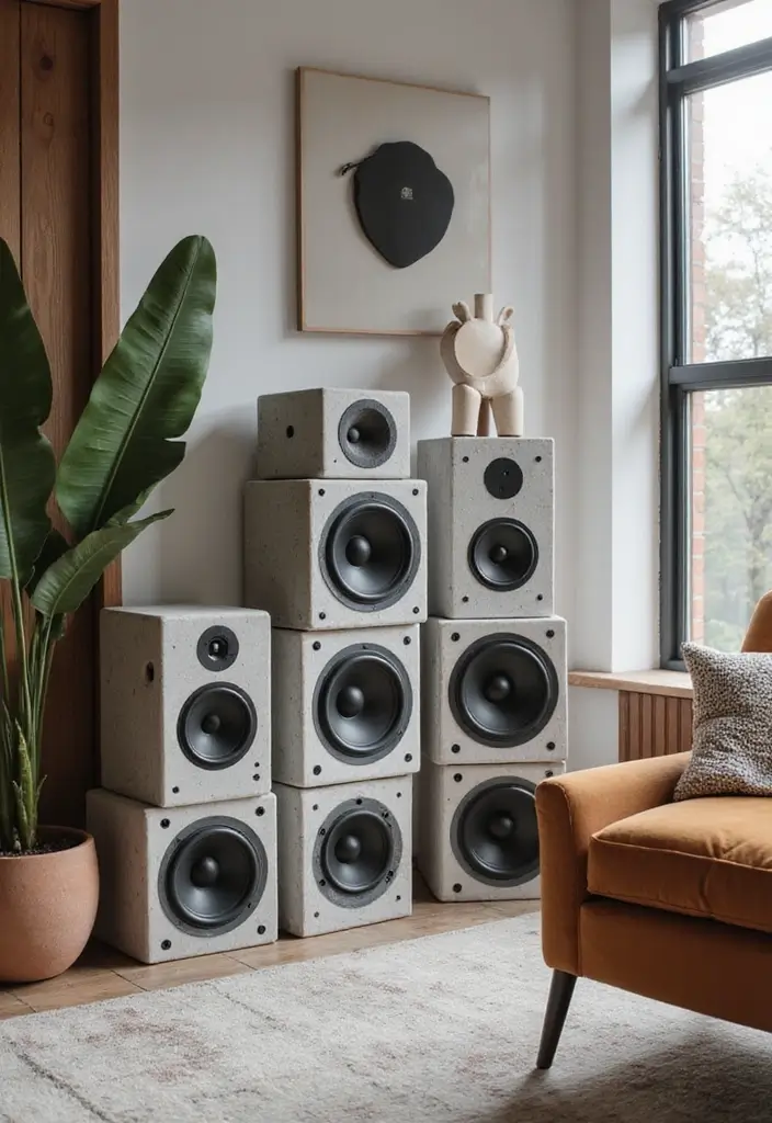28 DIY Speaker Box Ideas That Upgrade Your Audio Setup - 6. Concrete Block Speakers