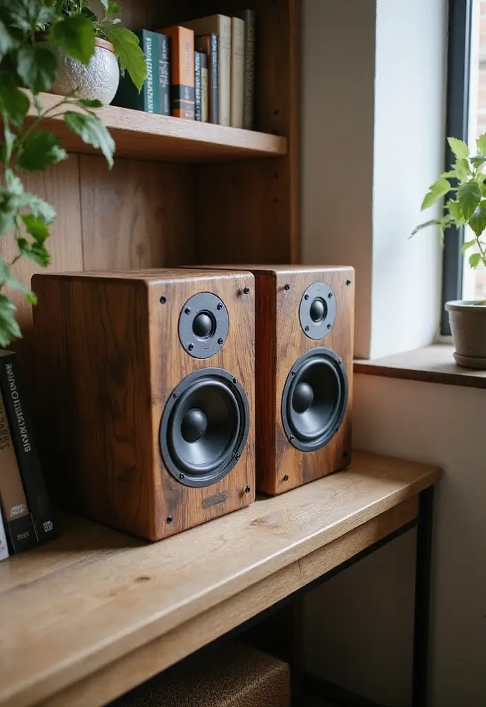 28 DIY Speaker Box Ideas That Upgrade Your Audio Setup - 8. Reclaimed Wood Bookshelf Speakers