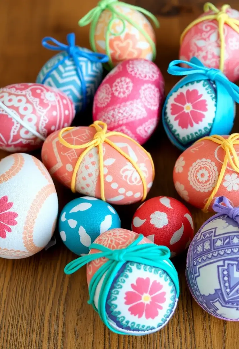 28 Easter Eggs Painting Ideas That Are Fun and Festive for All Ages - 21. Tie-Wrapped Eggs