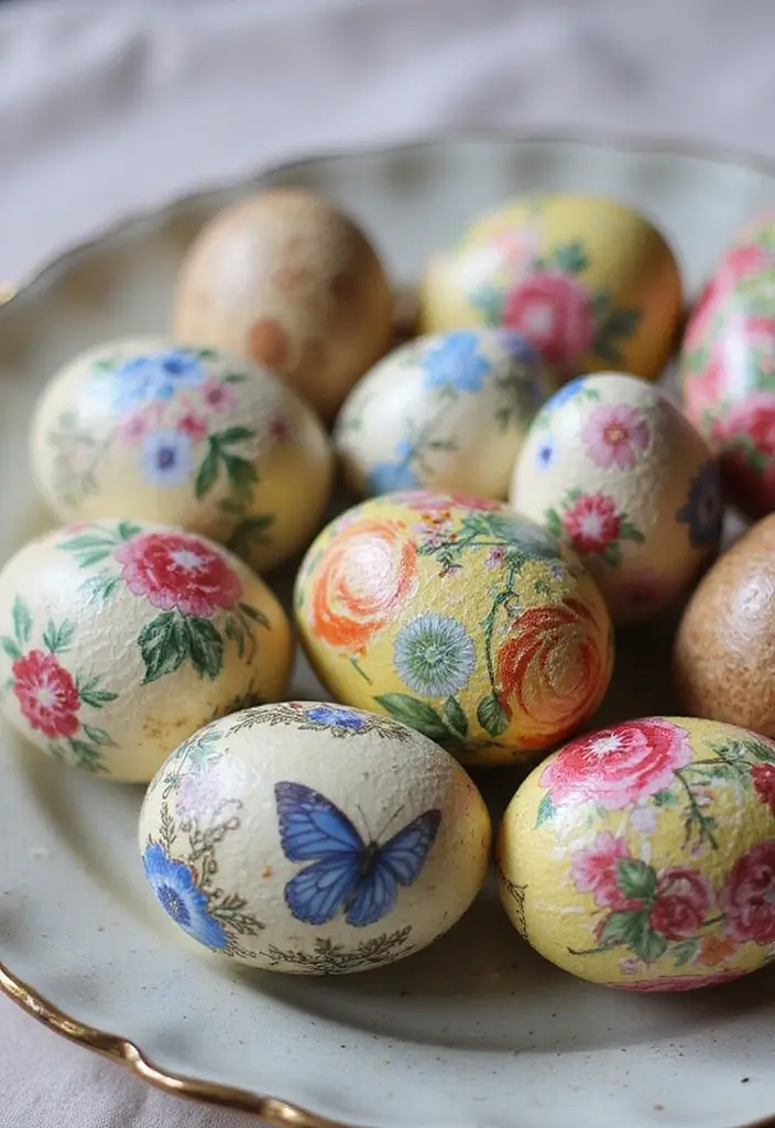 28 Easter Eggs Painting Ideas That Are Fun and Festive for All Ages - 8. Decoupage Easter Eggs