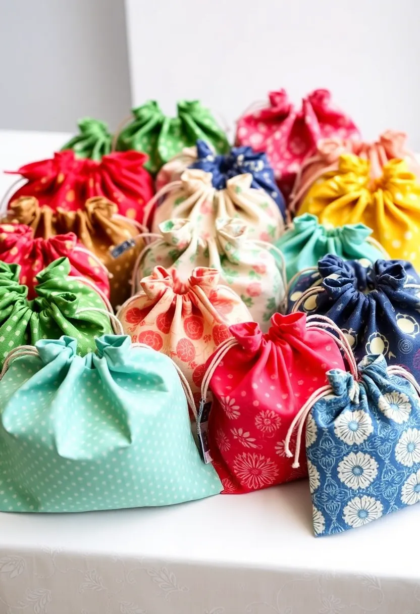 28 Fabric Decoration Ideas That Upgrade Your Crafts and DIY Projects - 17. Fabric Pouch Bags