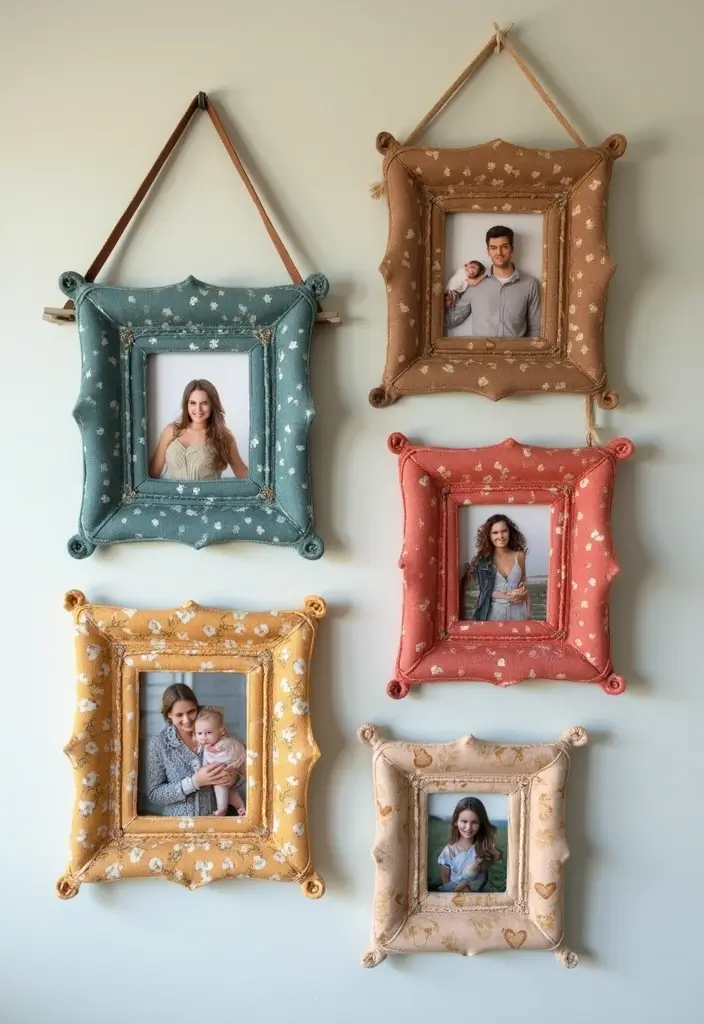 28 Fabric Decoration Ideas That Upgrade Your Crafts and DIY Projects - 7. Fabric-Covered Photo Frames