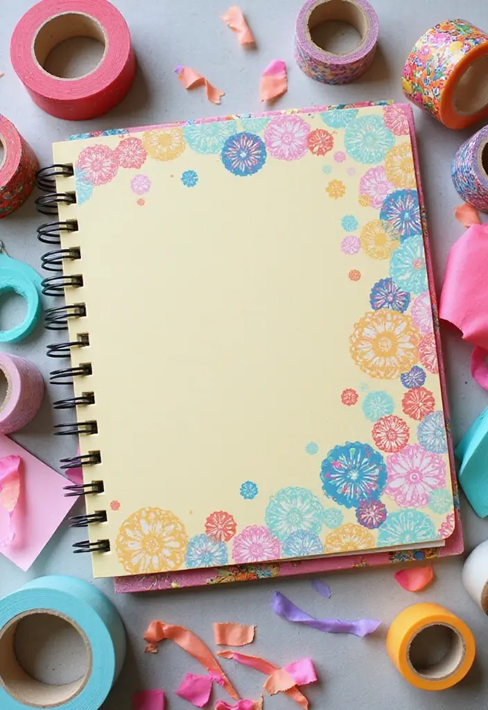 28 File Cover Decoration Ideas That Personalize Office Supplies Creatively - 10. Colorful Washi Tape Designs