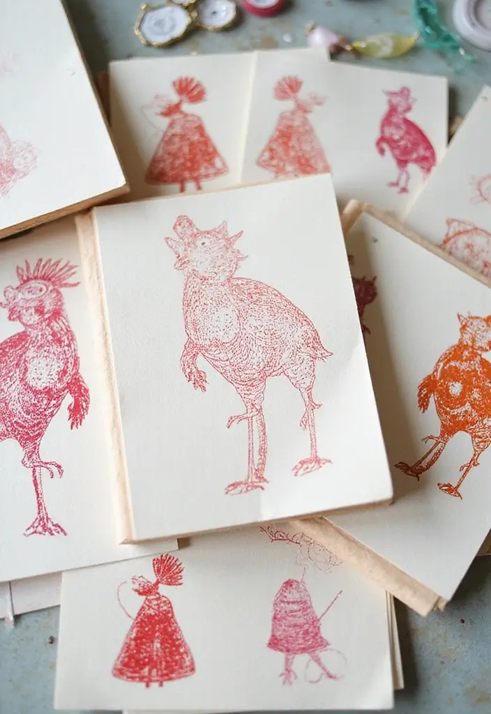 28 File Cover Decoration Ideas That Personalize Office Supplies Creatively - 12. DIY Stamped Designs