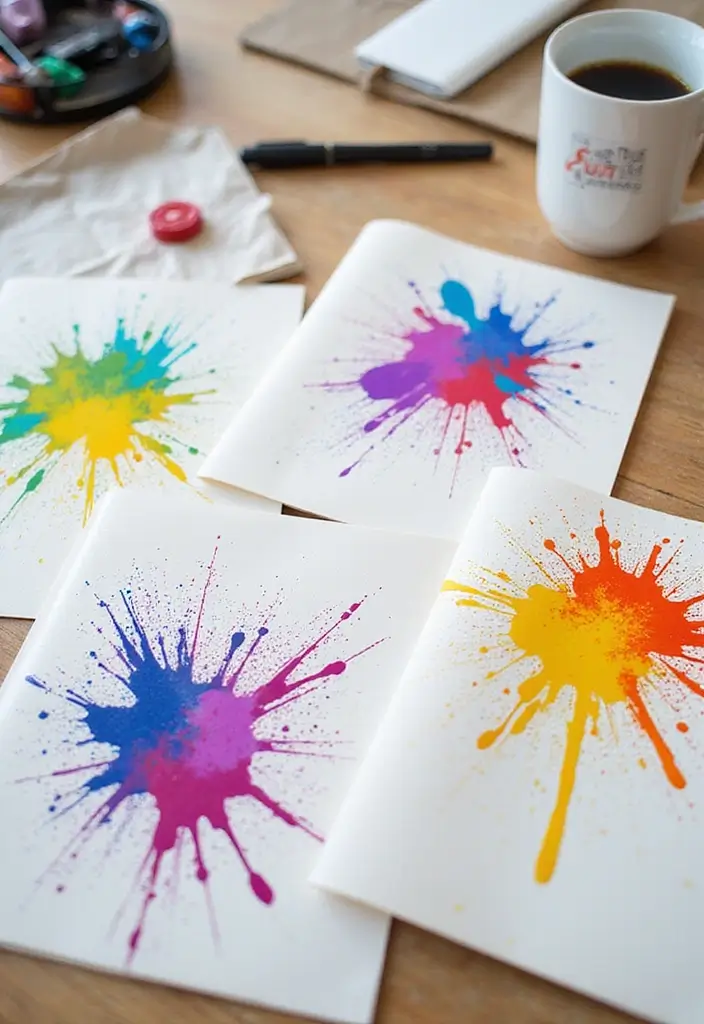 28 File Cover Decoration Ideas That Personalize Office Supplies Creatively - 13. Paint Splatter Fun