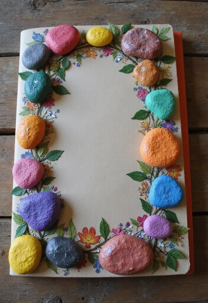 28 File Cover Decoration Ideas That Personalize Office Supplies Creatively - 17. Painted Stone Accents