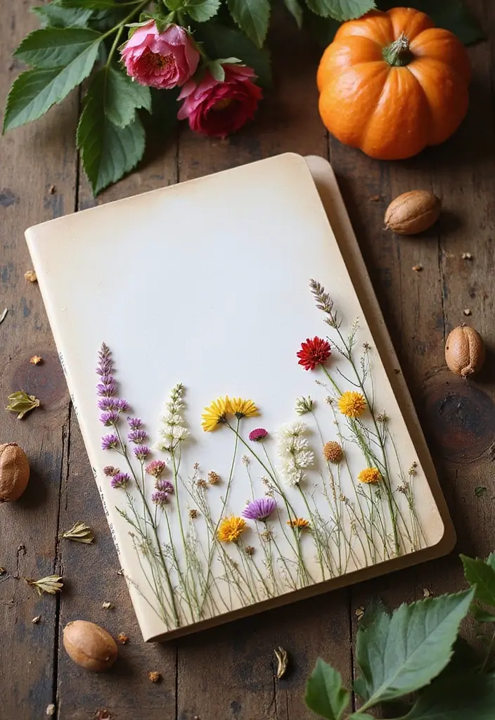 28 File Cover Decoration Ideas That Personalize Office Supplies Creatively - 7. Nature-Inspired Dried Flowers