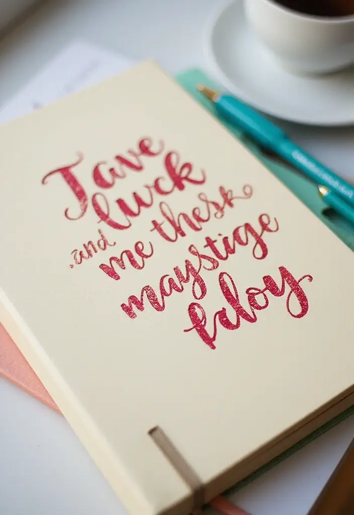 28 File Cover Decoration Ideas That Personalize Office Supplies Creatively - 9. Stenciled Quotes