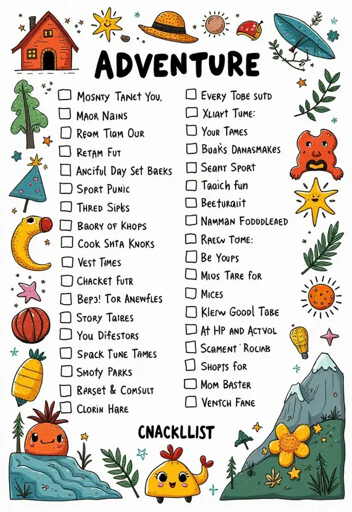 28 Funny Journal Ideas That Make Writing Enjoyable and Entertaining - 12. Your Ultimate Adventure Checklist