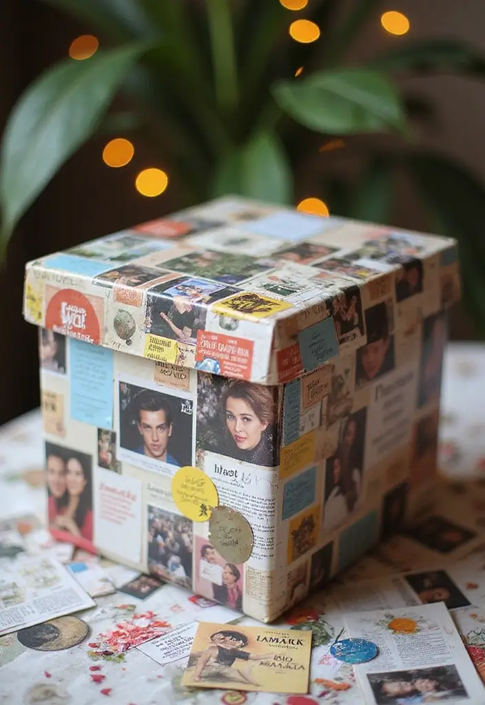 28 Grad Card Box Ideas That Celebrate Milestones Creatively - 22. The Artistic Collage Card Box