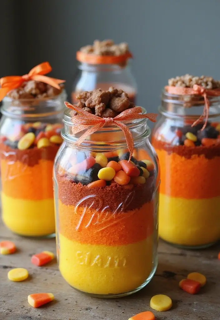 28 Halloween Craft Ideas That Make Spooky Fun Decorations - 11. Candy Corn Mason Jars