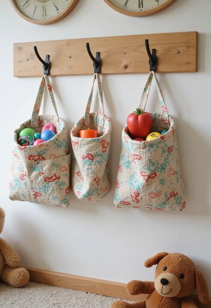 28 Homemade Toy Box Ideas That Make Playtime Creative - 25. Quilted Toy Storage Bags