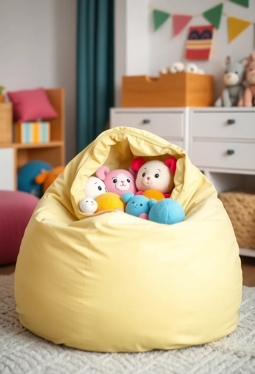 28 Homemade Toy Box Ideas That Make Playtime Creative - 26. Bean Bag Storage