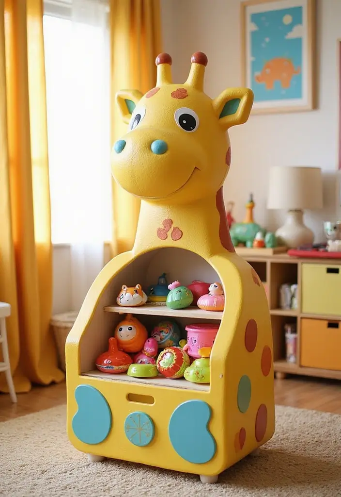 28 Homemade Toy Box Ideas That Make Playtime Creative - 27. Toy Giraffe Storage