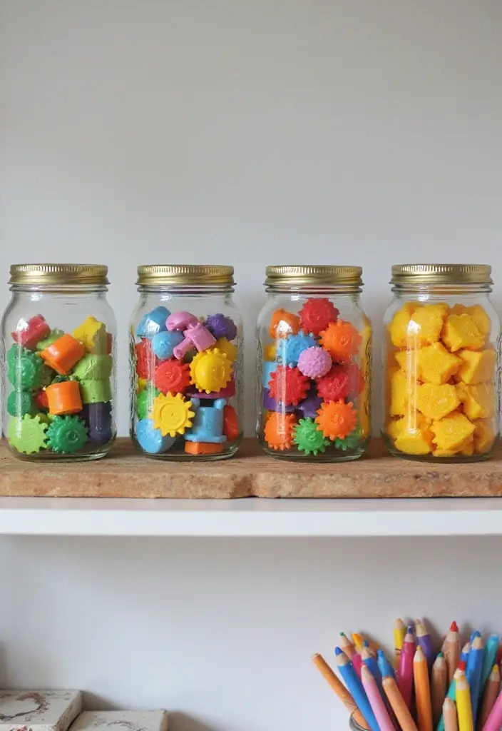 28 Homemade Toy Box Ideas That Make Playtime Creative - 9. Mason Jar Toy Organization