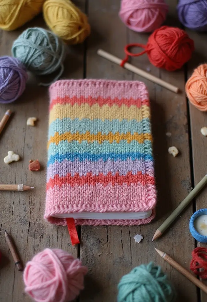 28 Journal Cover Decoration Ideas That Personalize Your Notebooks Beautifully - 22. Knitted Covers