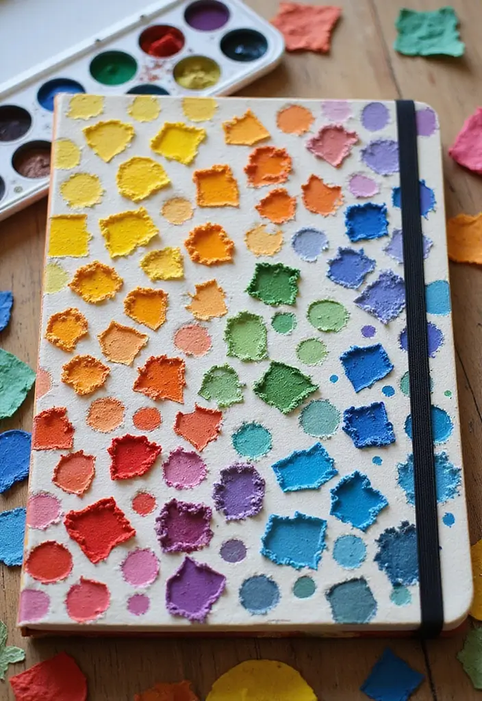 28 Journal Cover Decoration Ideas That Personalize Your Notebooks Beautifully - 27. Paint Chip Collage