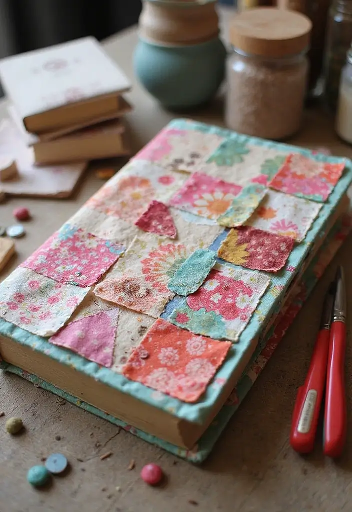 28 Journal Cover Decoration Ideas That Personalize Your Notebooks Beautifully - 5. Fabric Scraps Transformation