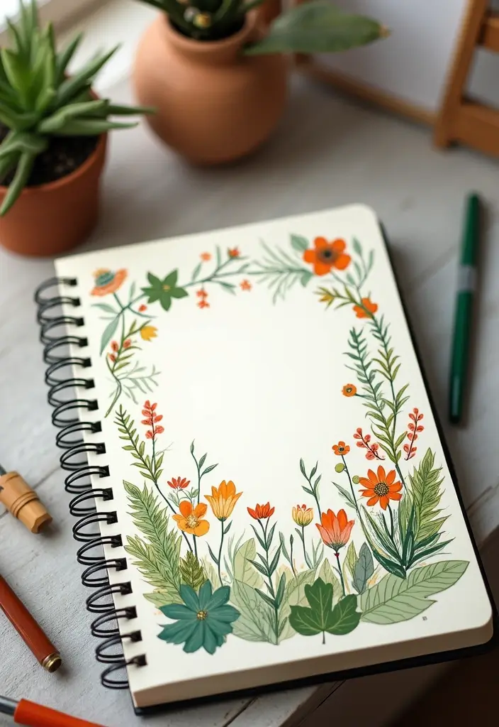 28 Journal Cover Decoration Ideas That Personalize Your Notebooks Beautifully - 6. Nature-Inspired Drawing